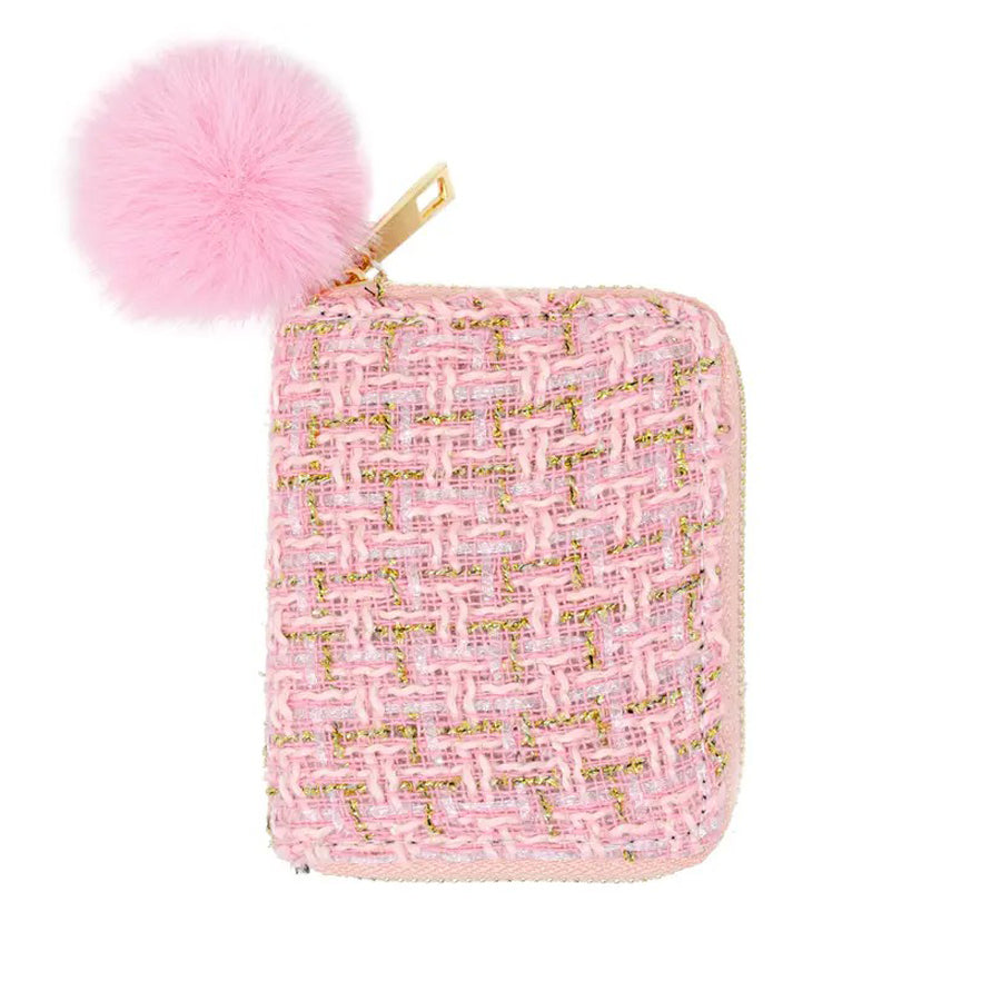 Tweed Wallet - Pink-BACKPACKS, PURSES & LUNCHBOXES-Zomi Gems-Joannas Cuties