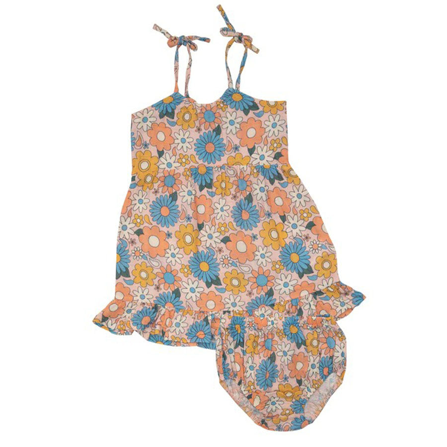 Twirly Tank Dress & Diaper Cover - Groovy Daisy-DRESSES & SKIRTS-Angel Dear-Joannas Cuties