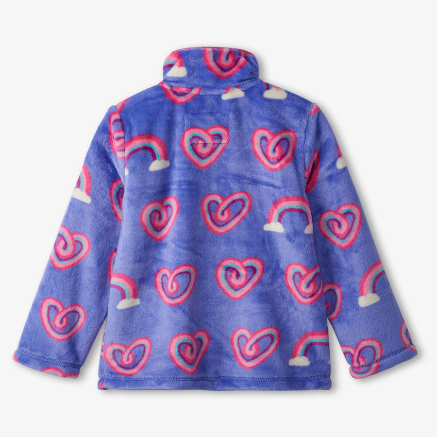 Twisty Rainbow Hearts Fuzzy Fleece Zip Up-Hatley-Joanna's Cuties