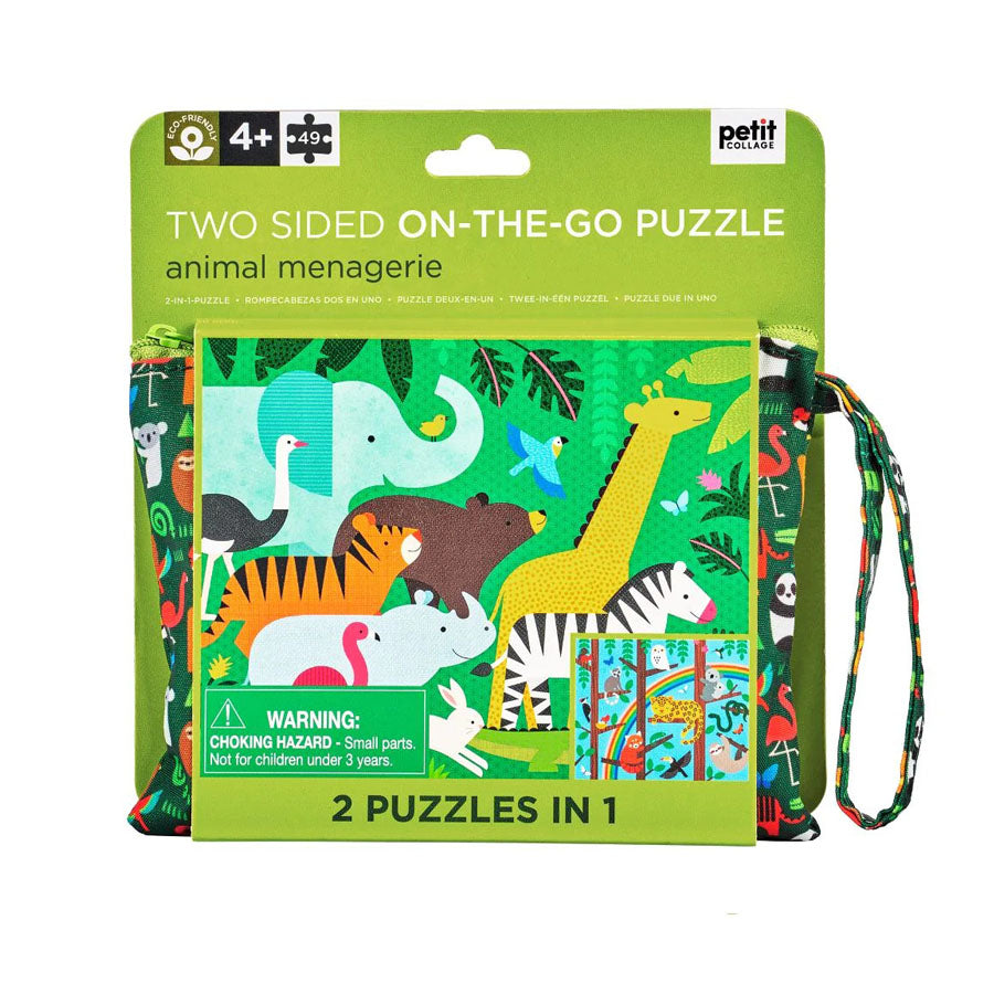 Two Sided Animal Menagerie On-The-Go Puzzle-PUZZLES-Petit Collage-Joannas Cuties