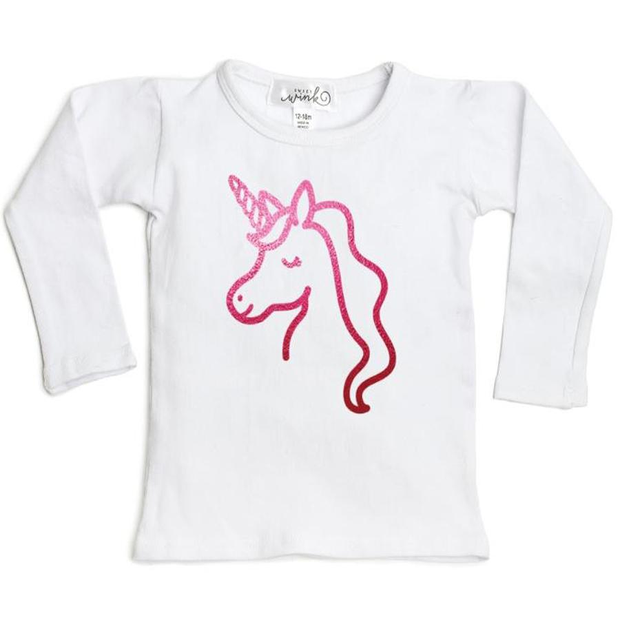 Unicorn Long Sleeve Shirt - White - Sweet Wink - joannas-cuties