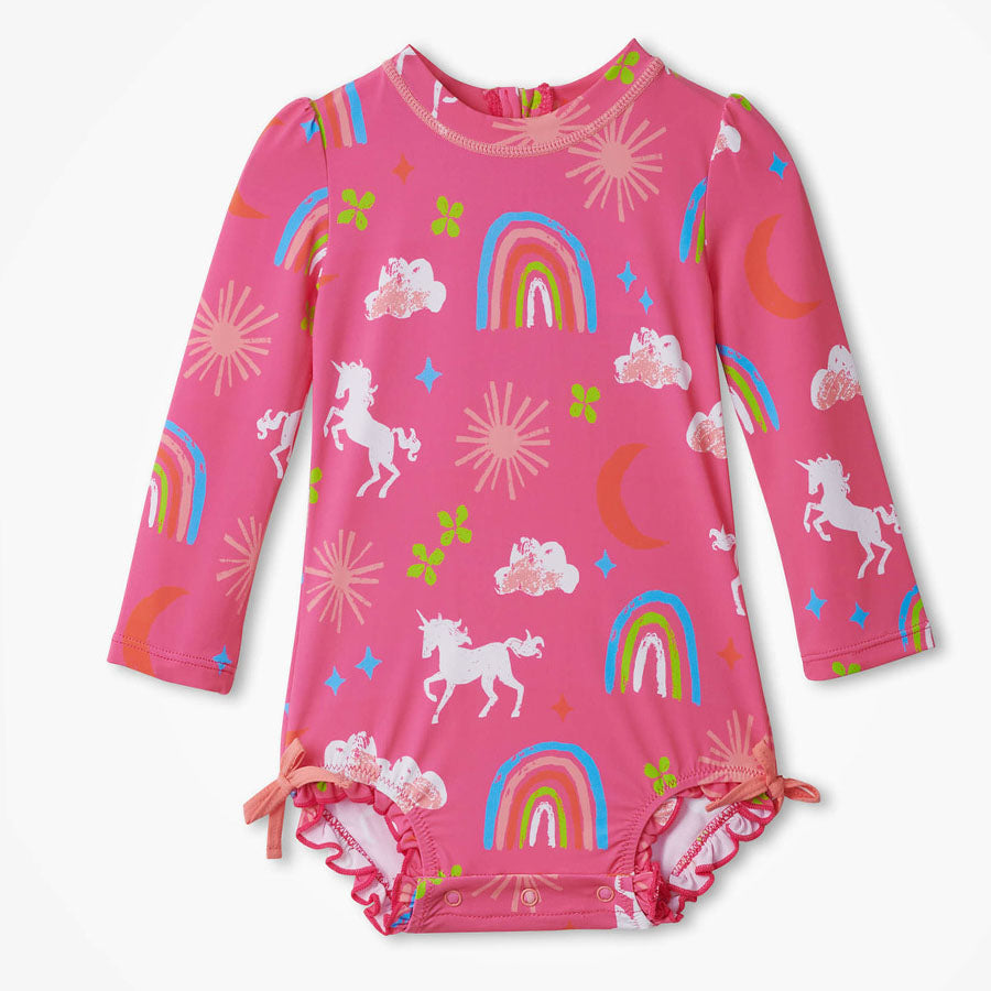 Unicorns & Rainbows Baby Rashguard Swimsuit-SWIMWEAR-Hatley-Joannas Cuties