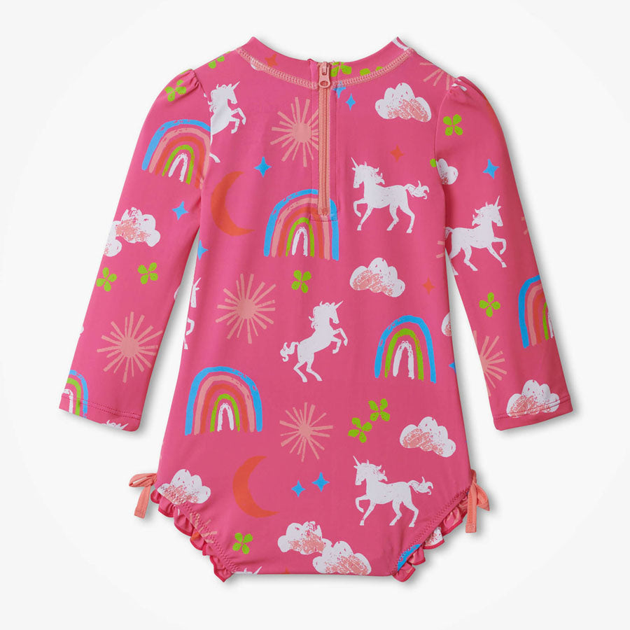 Unicorns & Rainbows Baby Rashguard Swimsuit-SWIMWEAR-Hatley-Joannas Cuties