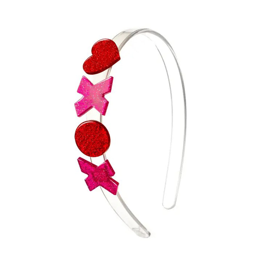 VAL-XOXO Pink/Red Glitter Headband-HEADBANDS-Lilies & Roses-Joannas Cuties