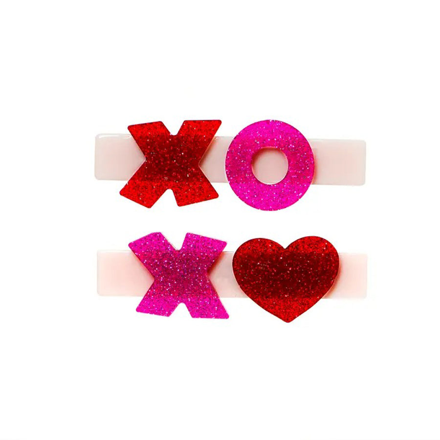 VAL-XOXO Red/Pink Glitter Alligator Clips-HAIR CLIPS-Lilies & Roses-Joannas Cuties