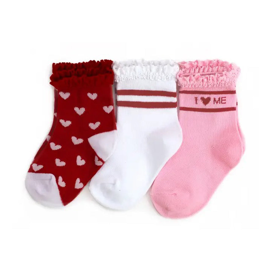 Valentine's Lace Midi Sock 3-pack-SOCKS, TIGHTS & LEG WARMERS-Little Stocking Co.-Joannas Cuties