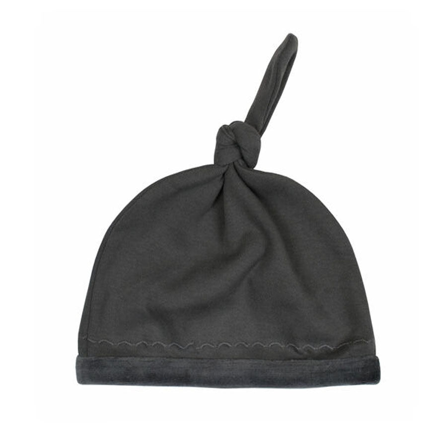 Velveteen Top-Knot Hat in Gray-HATS & SCARVES-L'ovedbaby-Joannas Cuties