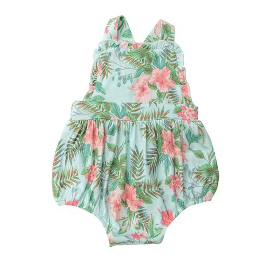 Vintage Hibiscus Ruffle Bubble-OVERALLS & ROMPERS-Angel Dear-Joannas Cuties