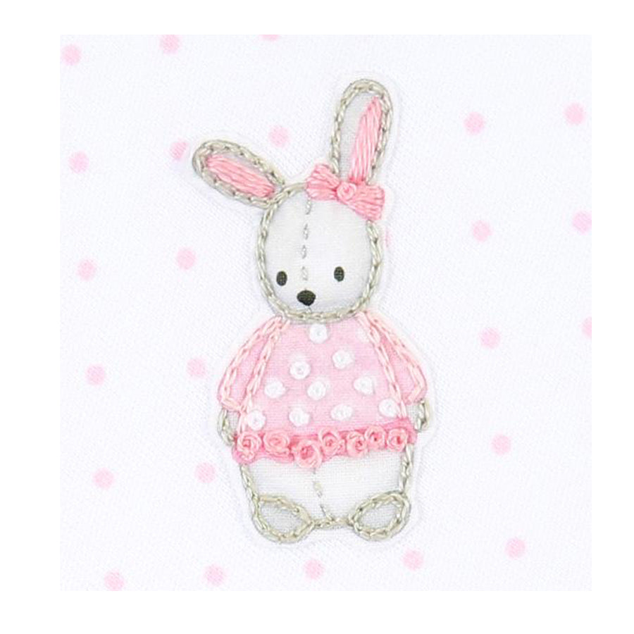 Vintage Polka Dot Bunny Pink Emb Collared Girl Footie-Magnolia Baby-Joanna's Cuties
