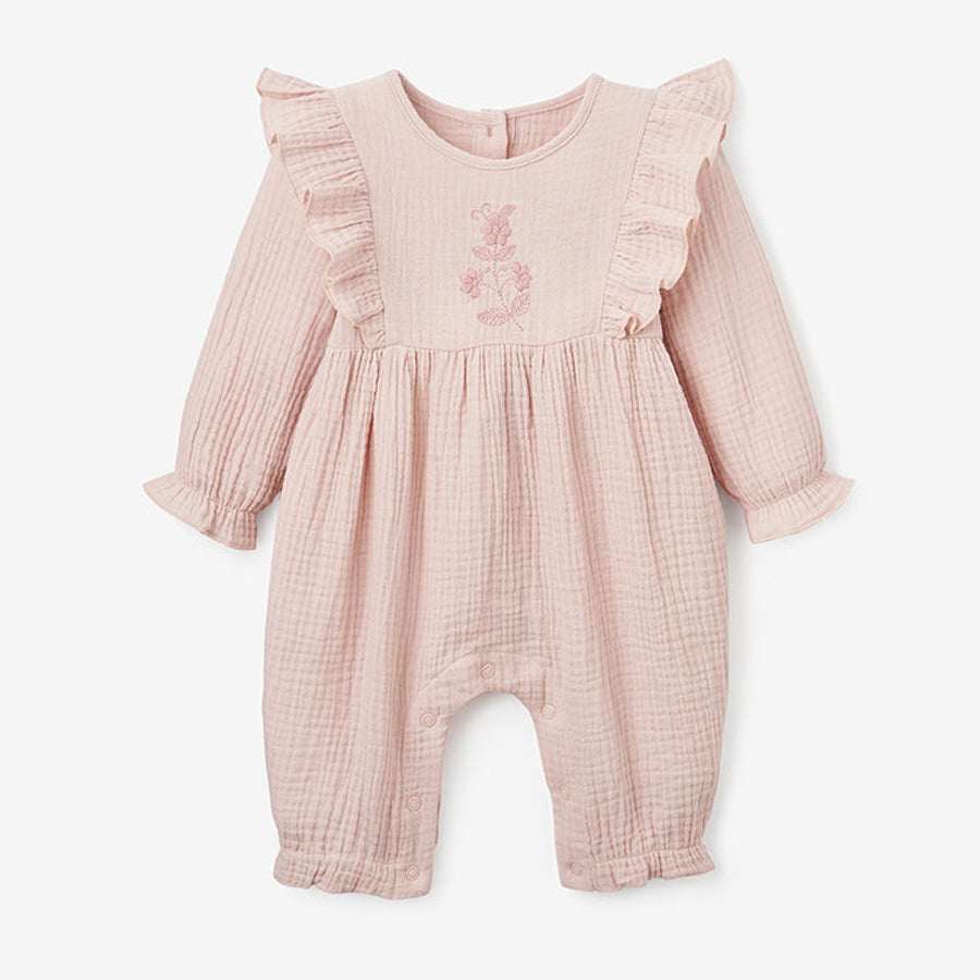 Warm Blush Organic Muslin Baby Jumpsuit-OVERALLS & ROMPERS-Elegant Baby-Joannas Cuties