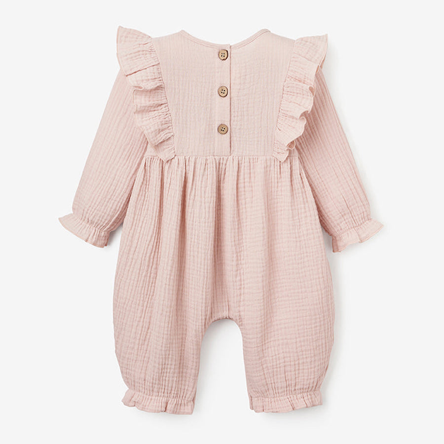 Warm Blush Organic Muslin Baby Jumpsuit-OVERALLS & ROMPERS-Elegant Baby-Joannas Cuties