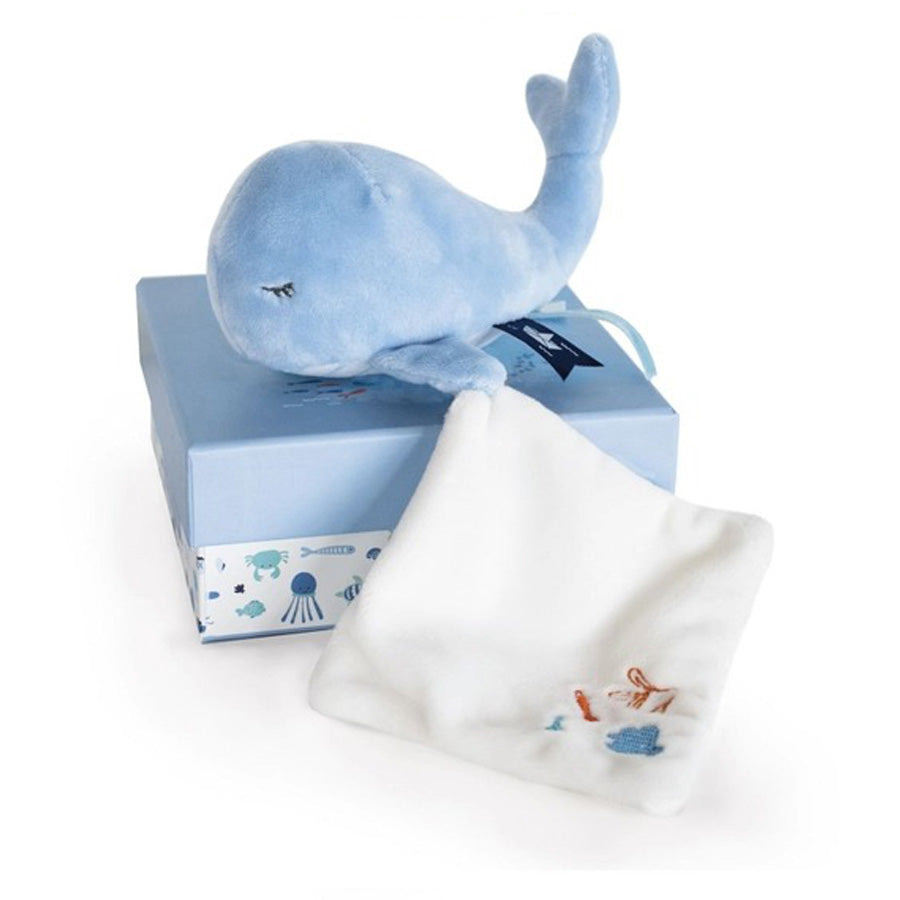 Under the Sea - Whale Plush With Blanket, Blue-Doudou Et Compagnie-Joanna's Cuties