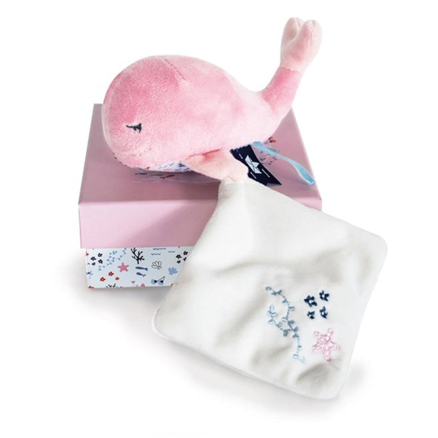 Under the Sea - Whale Plush With Blanket, Pink-Doudou Et Compagnie-Joanna's Cuties