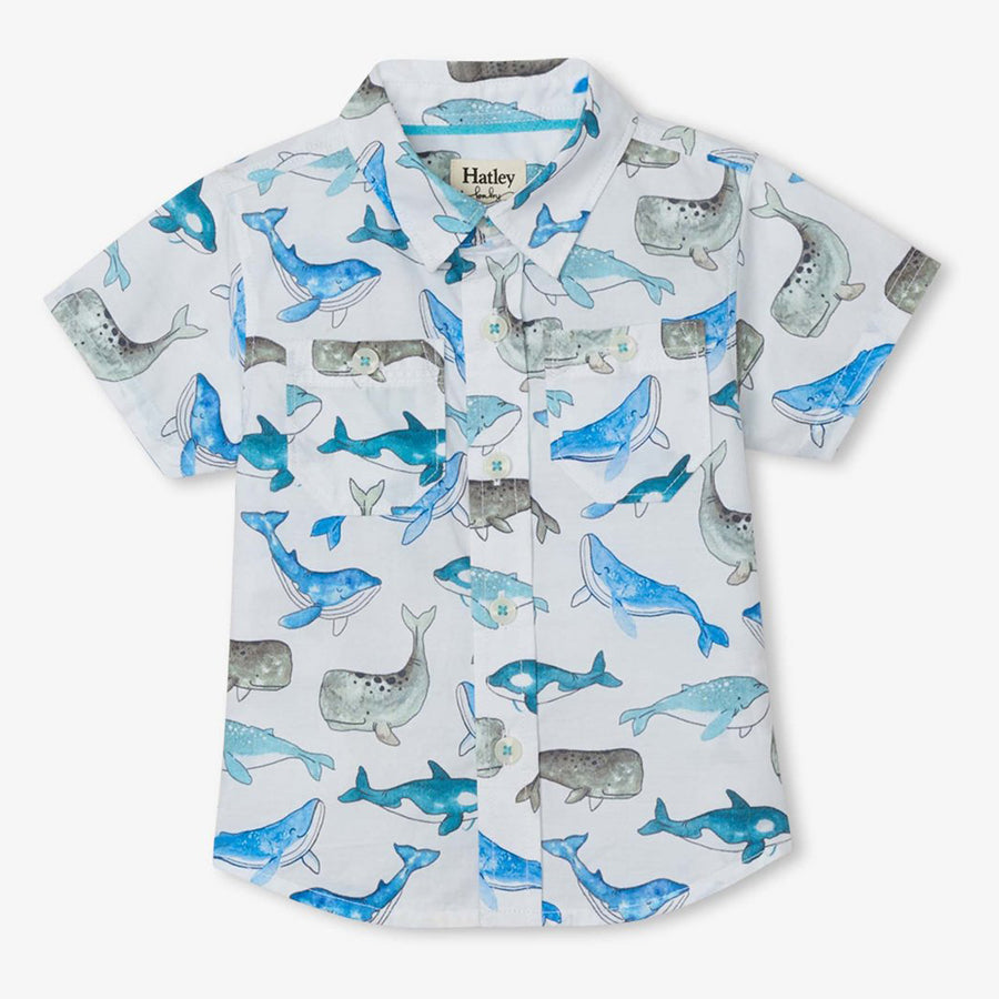 Whales Baby Button Down Shirt-Hatley-Joanna's Cuties