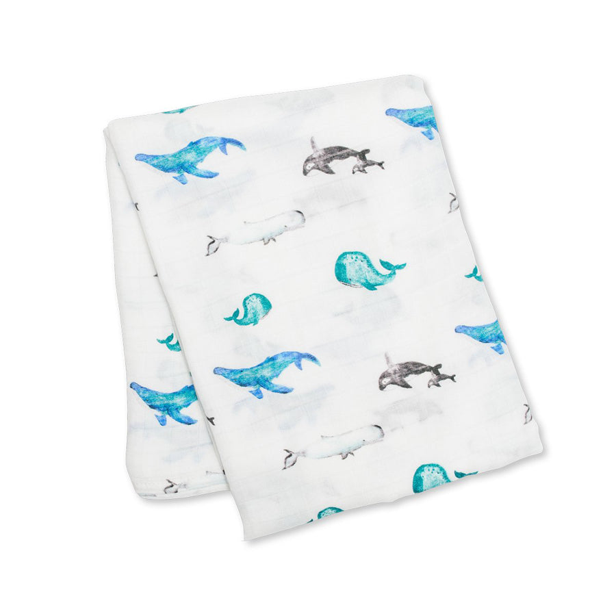 Whales Swaddling Blanket-Lulujo-Joanna's Cuties
