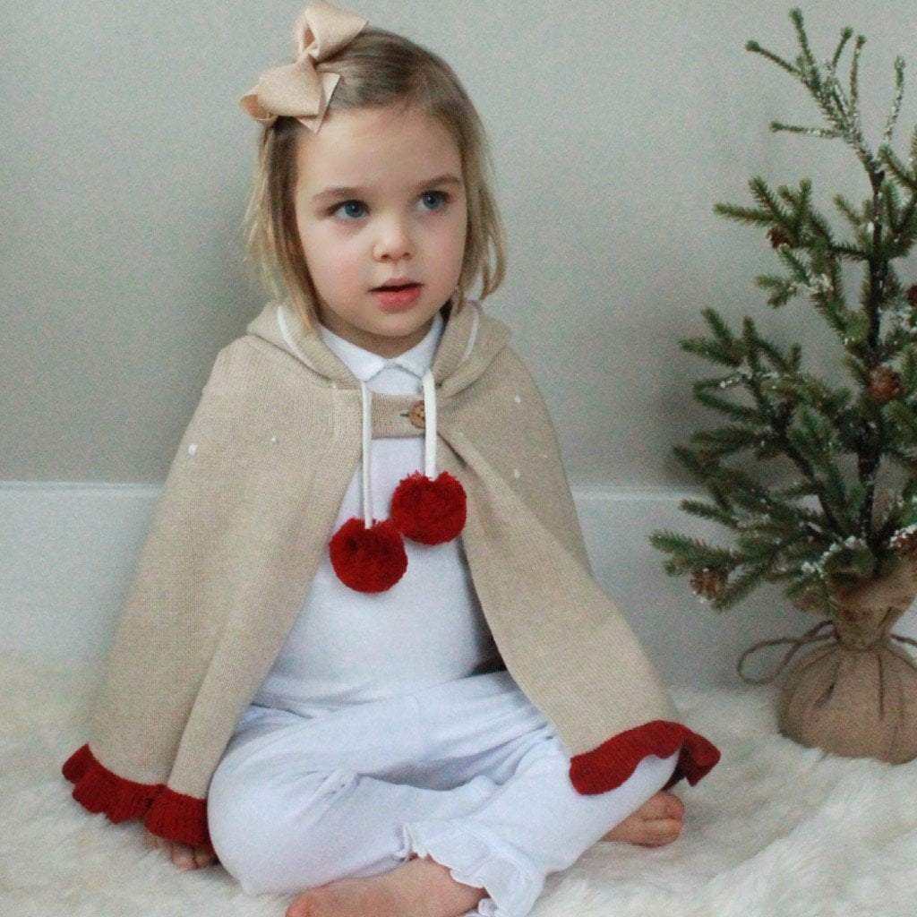 Reindeer Cotton Knit Poncho - Zubels - joannas-cuties