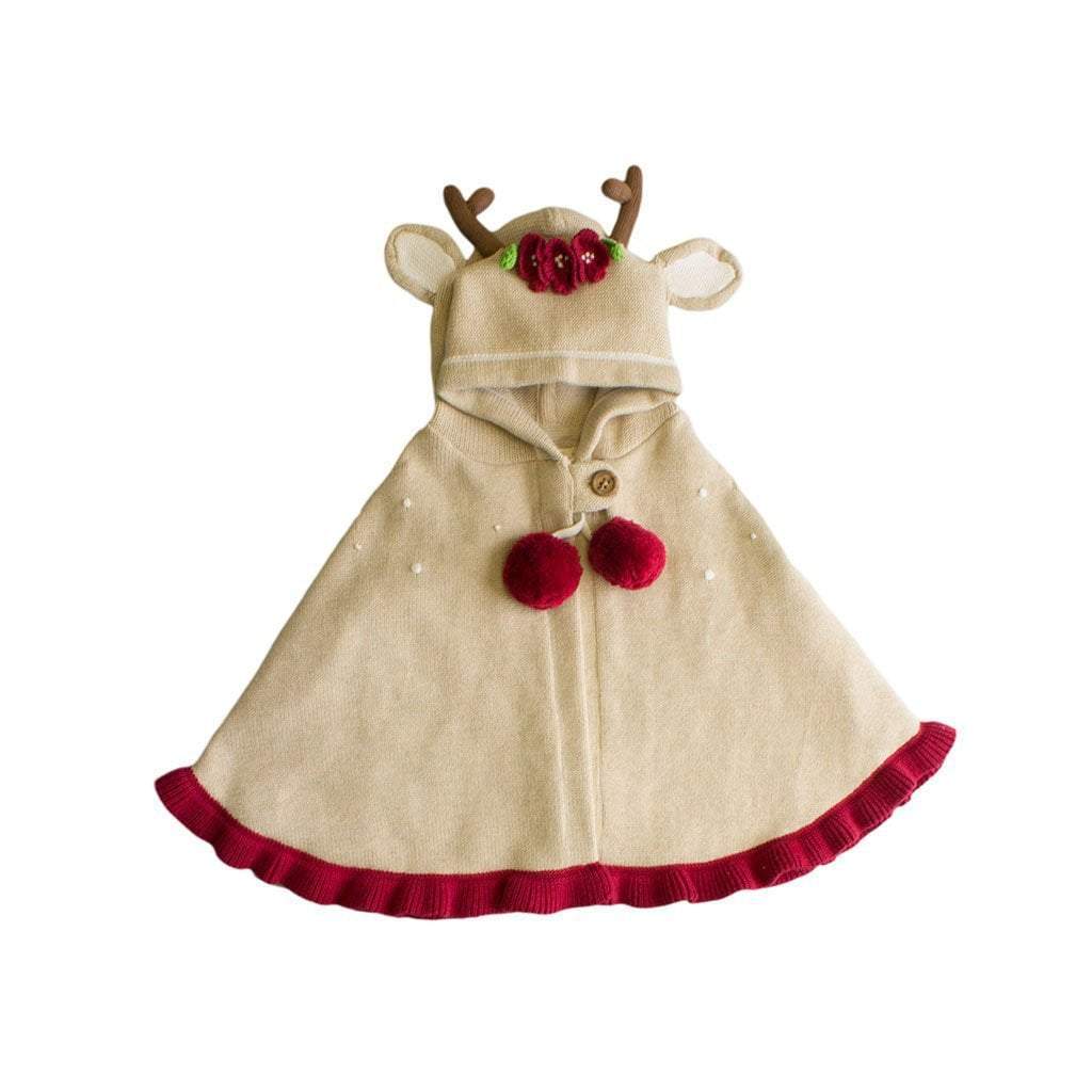 Reindeer Cotton Knit Poncho - Zubels - joannas-cuties