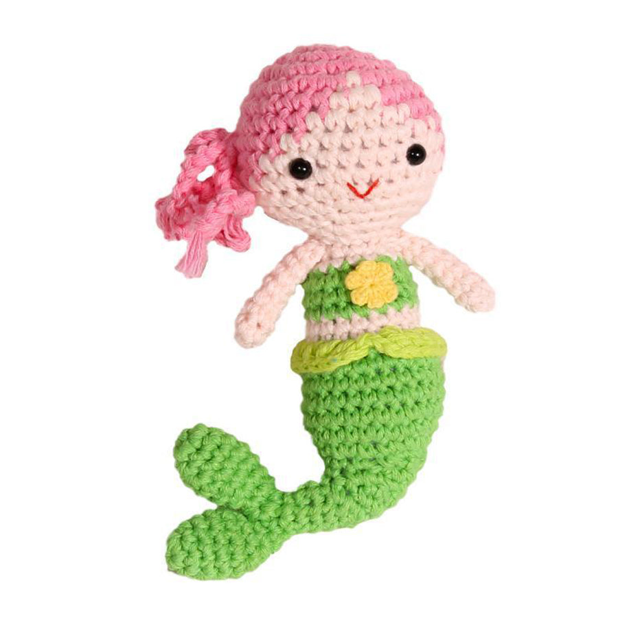 Mermaid Crochet Dimple Rattle - 4" - Zubels - joannas-cuties